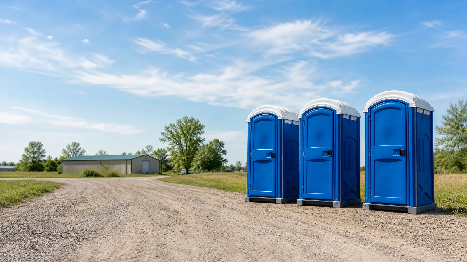 Clean portable restroom units prepared for rental planning in Sioux Falls